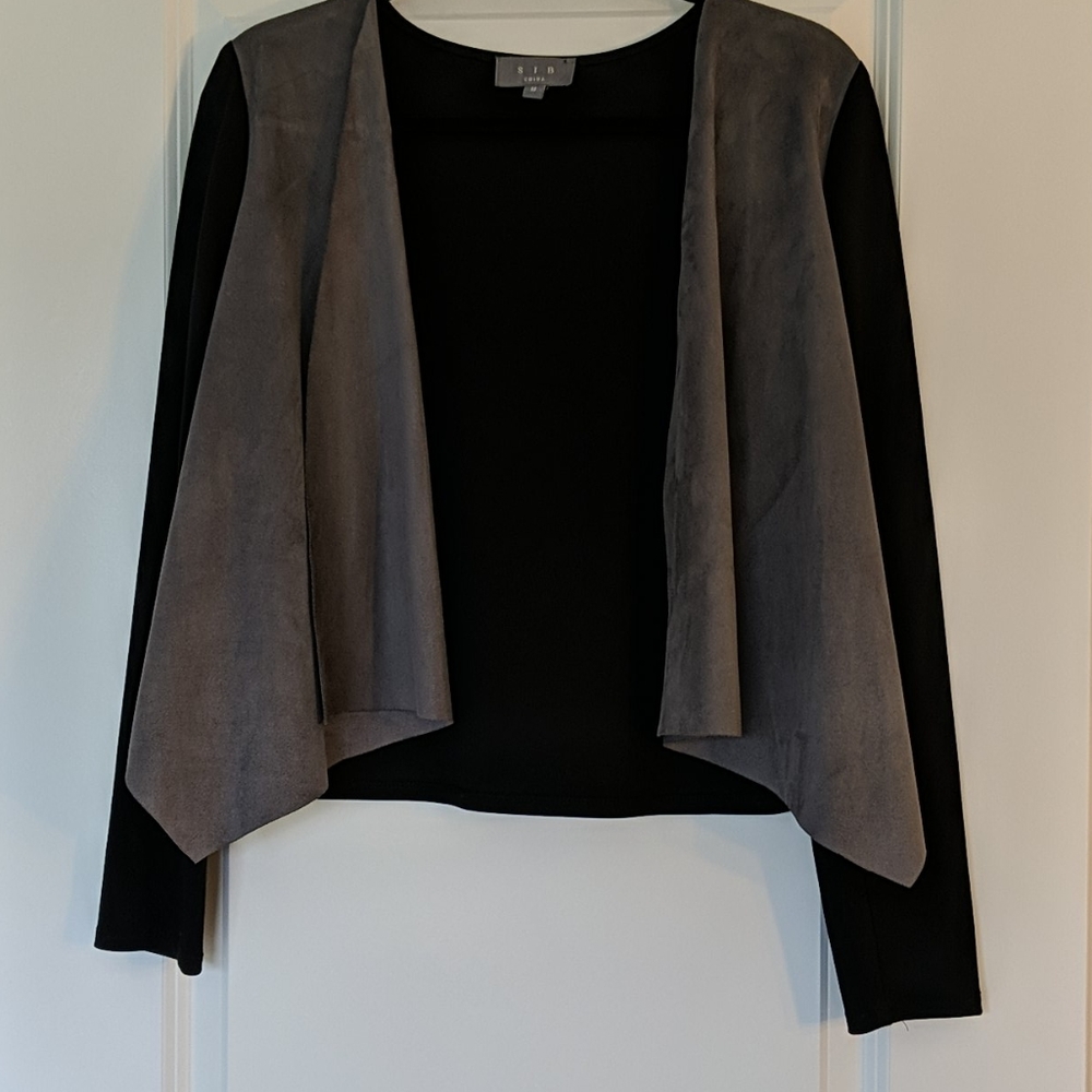 SIB Open Drape Faux Suede Jacket - M
